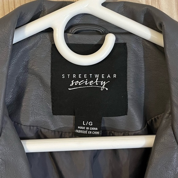 Grey Faux Leather Moto Jacket - Picture 8 of 8